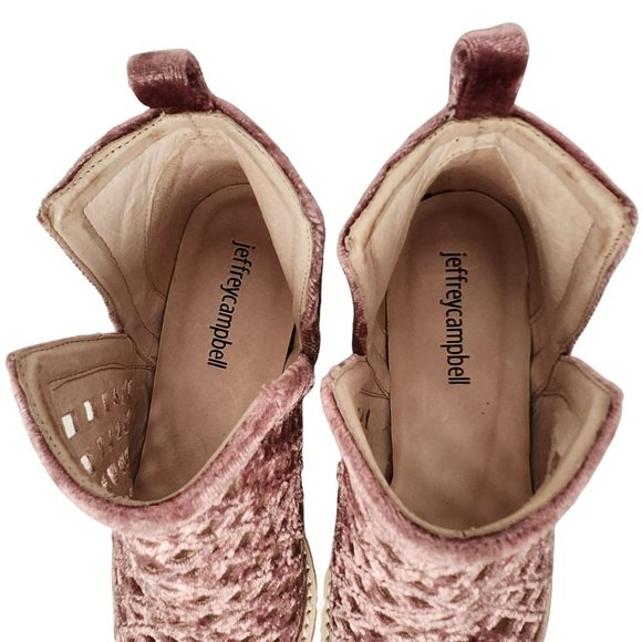 Jeffrey Campbell Taggart Women's Ankle Booties Pink Crushed Velvet Size 6 - Picture 7 of 10